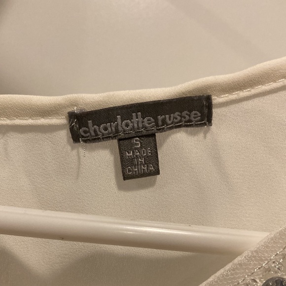 Charlotte Russe size small lightweight cream blouse with bling beads on collar - Picture 3 of 12